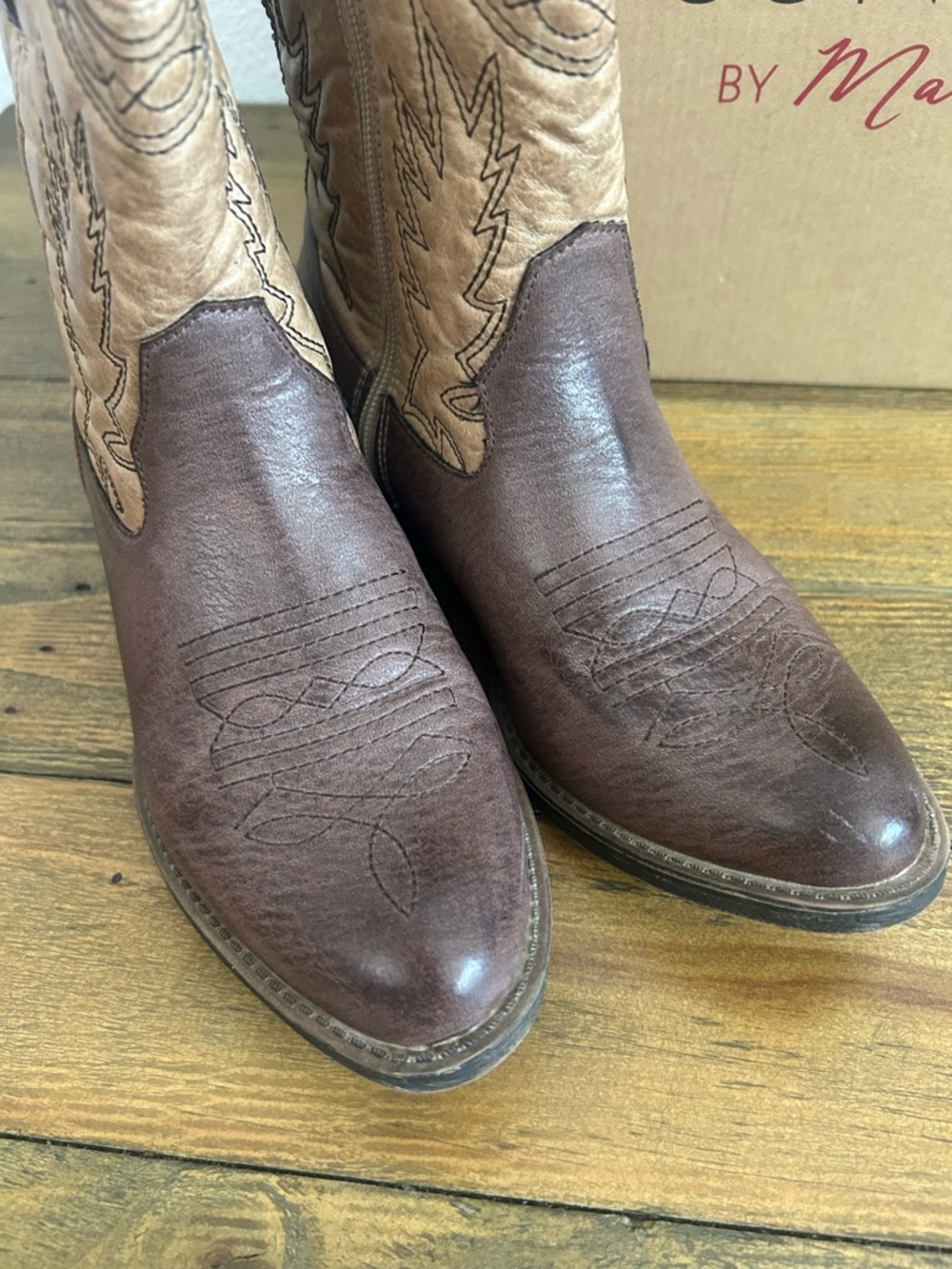 Coconuts by Matisse Two-Tone Western Ankle Boots - Brown & Tan - Picture 2 of 11